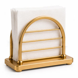 Support de serviettes en métal finition laiton, boîte à mouchoirs sur pied, organisateur de bureau pour cuisine et table à manger, élégant en forme d'arche - Product Image 1
