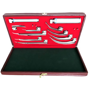Ensemble de laryngoscopes à fibres optiques certifiés CE ISO Macintosh & Miller, 5 lames droites et 4 lames courbées, vente en gros - Product Image 3