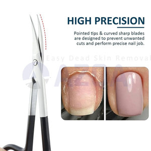 Tijeras Profesionales para Cutículas de Acero Inoxidable, Curvas, con Puntas Finas, Hoja Afilada, Mango Negro Resistente, Diseño Portátil, para Manicura y Uñas - Product Image 3