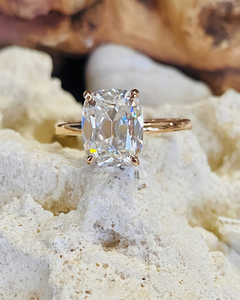 4.00 CT Elongated Cushion Cut Diamond Rhodium Plated Luxury Engagement & Anniversary <b>Ring</b> for Party Occasions - Product Image 3