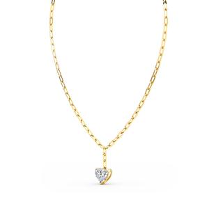 Collar con Colgante Solitario en Forma de Corazón, Cadena de Clip, Diamante Cultivado en Laboratorio, 18 Pulgadas - Product Image 3