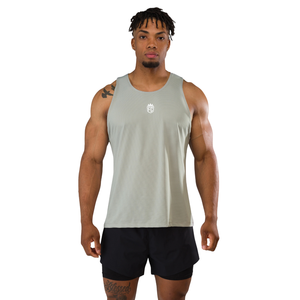 Camiseta sin mangas plateada para hombre, transpirable, de malla, ajustada, para gimnasio, entrenamiento, fitness, deportes, OEM, al por mayor - Product Image 1