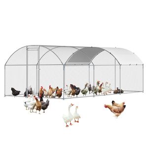 Grande Pollaio in Metallo con Tetto a Cupola 9.8x19.3x6.5 ft, con Chiusura di Sicurezza per la Protezione degli Animali - Product Image 5