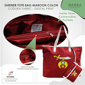Sac fourre-tout écologique Shriner Emblem en Cordura et polyvinyle avec broderie |   Fermeture éclair étanche, design OES - Product Image 4