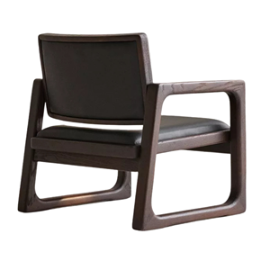 Silla de Madera Maciza con Reposabrazos, Asiento Tapizado en Cuero PU, Silla de Ocio Moderna y Minimalista para Muebles de Hotel, Cafetería y Restaurante - Product Image 4