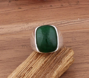 Natural Green <b>Jade</b> Bezel Setting Classic Party <b>Ring</b> Simple Band Women Men 925 Sterling Silver Minimalist Gemstone Anniversary - Product Image 5