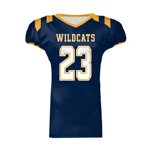 Camiseta de fútbol americano personalizada con nombre del equipo Wildcats, color azul marino, cuello en V, manga corta, número 23 - Product Image 1