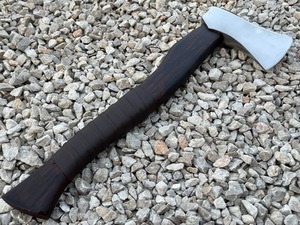 High carbon steel Viking <b>axe</b> Leather wrapped ash <b>handle</b> Rosewood <b>handle</b> <b>axe</b> Handmade <b>axe</b> for men Viking <b>axe</b> gift - Product Image 5