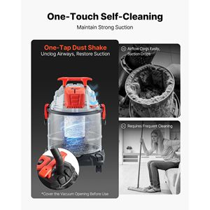 เครื่องดูดฝุ่นแบบเปียกและแห้ง ขนาด 5.8 แกลลอน กำลังไฟ 4 จุดสูงสุด 900 วัตต์ พร้อมระบบกรองคู่ขนาด 1.25 นิ้ว x 7 ฟุต ทำความสะอาดตัวเองด้วยปุ่มเดียว กำลังไฟ 4 จุดสูงสุด 900 วัตต์ พร้อมปุ่มเดียว - Product Image 3