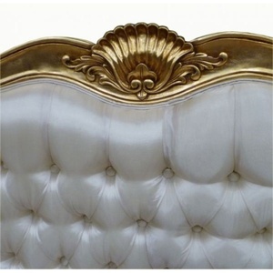 Tête de lit style français Tête de lit rococo Tête de lit classique dorée Lit en bois rembourré en soie et polyester pour meubles de chambre à coucher - Product Image 6