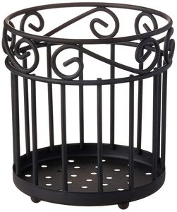 Diversified Twist Round Utensil Holder Matte Black Metal Kitchen Organizer for Spoons Spatulas Cutlery Storage - Product Image 6