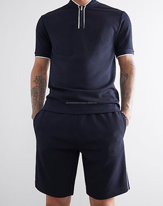 Conjunto de camiseta de verano de 100% algodón para hombre, Jersey transpirable con cremallera, estilo informal para verano - Product Image 3