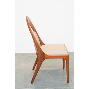 Modern Walnut Wood Dining <b>Chair</b> Premium Leather <b>Back</b> Upholstered Seat Solid Wood Dining Furniture PISANO - Product Image 4