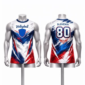 Camiseta de Voleibol Personalizada Estilo Eslovenia para Hombre, Sin Mangas, Sublimada, Uniforme de Equipo, Transpirable, de Secado Rápido - Product Image 1