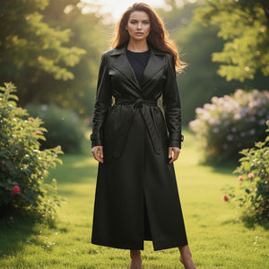 Abrigo de Cuero Largo y Delgado para Mujer, Estilo Vintage, para Invierno, con Forro de Seda, Hecho a Medida - Product Image 1