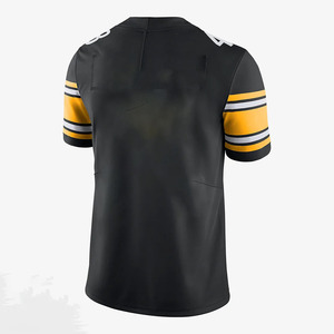 Maillot de football noir à col en V pour homme, manches courtes, couleur unie, uniforme d'entraînement sportif, respirant, coupe régulière, jersey en polyester - Product Image 3