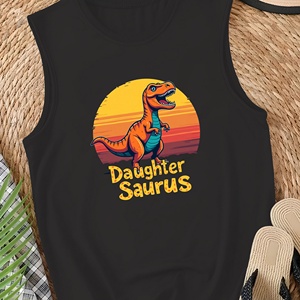 Coucher de soleil fille Saurus dessin animé dinosaure design gilet décontracté pour femme - Product Image 3