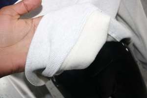 BEARS WHITE <b>Mock</b> <b>Neck</b> Sweatshirt 100% BLACK Applique Embroidery wide <b>neck</b> Sweatshirt Finer Threads - Product Image 6