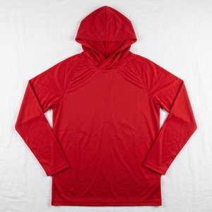 Mens Red Long Sleeve <b>Hooded</b> Fishing <b>Shirt</b> UPF 50+ Quick Dry Lightweight Sun Protection Performance Hoodie Outdoor Sportswear OEM - Product Image 6