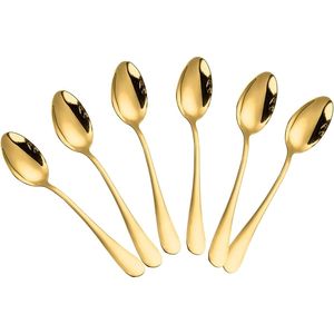 Set di 6 Cucchiaini da Espresso in Acciaio Inox Dorato per Dessert, Tè e Caffè, Design Elegante e Compatto - Product Image 1