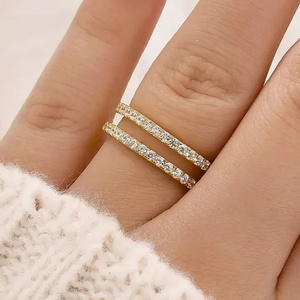 High Quality 925 Silver Moissanite Classic Style Insert Wedding Band Engagement <b>Ring</b> Enhancer in Yellow Gold Plated for Women's. - Product Image 6