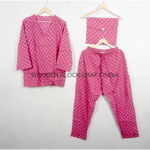 Conjunto de Pijama Elegante y Modesto de Manga Larga con Cuello en V 100% Algodón para Mujer, Ecológico, Suave y Transpirable para Verano - Product Image 5