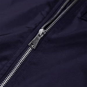 Chaqueta Bomber Unisex Personalizable de Alta Calidad, Azul Marino, Manga Larga, Cierre de Cremallera, Cuello Camisero, Talla Grande, Casual, Resistente al Viento - Product Image 4