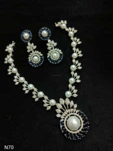 Conjunto de joyería nupcial de diamante americano clásico, collar y pendientes de dos piezas para boda, estilo clásico de moda - Product Image 2