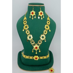 Newly Designed Premium Quality <b>Gold</b> Plated Short Necklace <b>Set</b> With Earrings & Ring & Bracelet <b>Jewellery</b> Fine Finished Charming - Product Image 6