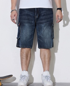 Shorts en jean amples pour homme, grande taille, 100 % coton, multi-poches, coupe-vent, respirant, séchage rapide, taille haute, fermeture boutonnée - Product Image 5