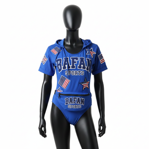 Traje de Baño Azul Océano de Nylon y Elastano de 240 GSM con Sensación de Lujo, Transpirable, Elástico, con Estampado de Parches y Logotipo Personalizado para Mujer - Product Image 6