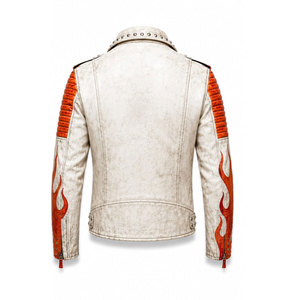 <b>Men's</b> Leopard Print PU <b>Leather</b> Moto <b>Jacket</b> With Rivet Decoration Zipper Closure Turn-down Collar Autumn Wear - Product Image 6