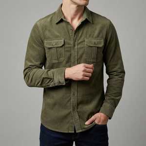 <b>Men's</b> <b>Navy</b> Cargo Long Sleeve <b>Shirt</b> Regular Fit Solid Color Casual Spring Wear Breathable 100% Cotton <b>Satin</b> Fabric - Product Image 1