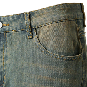 Shorts cargo baggy en jean pour homme, en feutre denim Lupin, avec double taille et strass aux genoux, personnalisés par le fabricant - Product Image 3