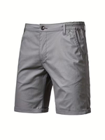 Men's Navy 100% Cotton Solid Button High Shorts Non-Stretch Casual Everyday Side Pockets Zipper Fly Machine Washable Regular Fit