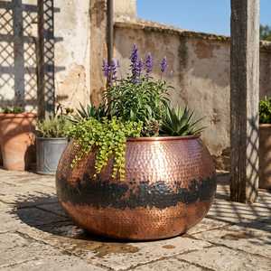 Macetas redondas modernas de cobre, de gran tamaño, para decoración de jardín exterior. Juego de macetas de cobre al por mayor, en estado nuevo, para el hogar y el jardín. - Product Image 4