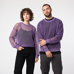 Sweat-shirt sexy en maille transparente pour femmes, hauts légers et tendance, sweat-shirts en polyester transparents unisexes - Product Image 1