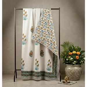 Dohar indien fait main à motifs floraux pour lit double, pour un look élégant dans la chambre. Achetez directement auprès du fournisseur en gros. - Product Image 5