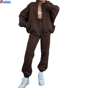 Conjunto Deportivo Personalizado para Mujer, Sudadera con Cremallera y Pantalones de Chándal Negros, Corte Holgado, Color Sólido, Ropa Deportiva Informal - Product Image 5