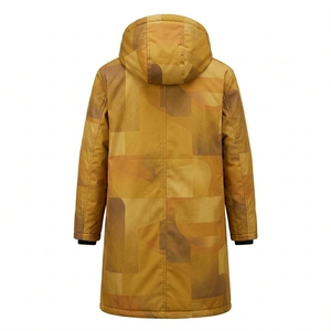 เสื้อโค้ทยาวกันน้ำสำหรับผู้หญิงมีฮู้ดลายพรางสีเหลืองน้ำตาล - Product Image 1