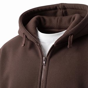<b>Men</b>’s <b>Brown</b> Oversized Zip Up <b>Hoodie</b> & Wide Leg Sweatpants Set Heavyweight Fleece Streetwear Tracksuit - Product Image 5