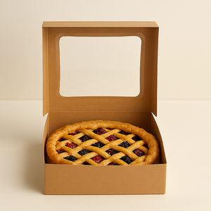 Custom Logo Printed Brown Kraft Cardboard Pies Packaging Boxes with Plastic <b>Window</b> - Product Image 1