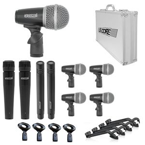 Kit professionale 5-Core Drum Mic 9 pezzi Tom rullante Kick Set XLR cablato microfono dinamico per Studio Stage uso dal vivo DM 9RND - Product Image 1