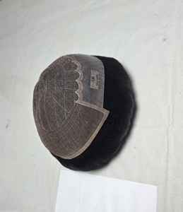 Prothèse capillaire Q6 en cheveux humains 100% naturels, avec dentelle frontale, pour hommes, cheveux indiens Remy, design central, Taz Hair BD - Product Image 5