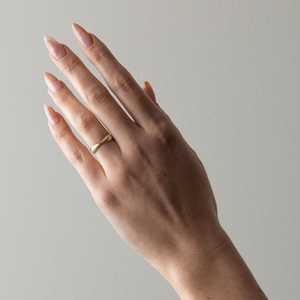 Modern Textured Gold Stackable <b>Ring</b> Unisex Minimalist Wide Polished Band Everyday Wear <b>Stacking</b> Wedding Bands 14K 18K Solid Gold - Product Image 4