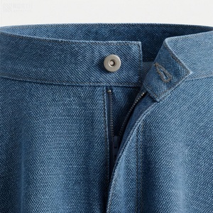 Jupe courte en jean pour femme, coupe trapèze, couleur unie, style décontracté, taille normale, tissu tissé, confortable, à porter toute l'année - Product Image 4