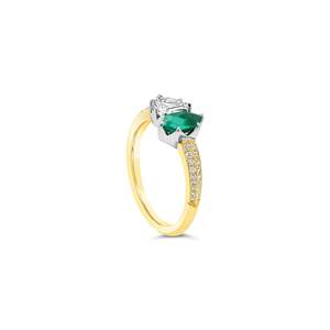 Nuevo anillo de joyería fina de oro macizo de 18k con diseño personalizado de esmeralda Muzo natural y diamante Toi et Moi para ella, en OEM ODM - Product Image 5