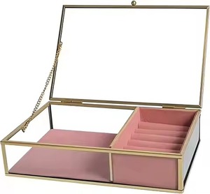 Luxury Metal & Glass Jewelry Box Elegant Keepsake <b>Storage</b> Case for Rings Earrings Necklace Bracelet <b>Dressing</b> <b>Table</b> Gift - Product Image 5