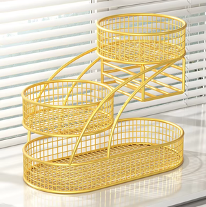 Cesta metálica antigua que proporciona un soporte confiable para frutas pesadas como manzanas, naranjas y plátanos sin que se doblen ni se deforme. - Product Image 4