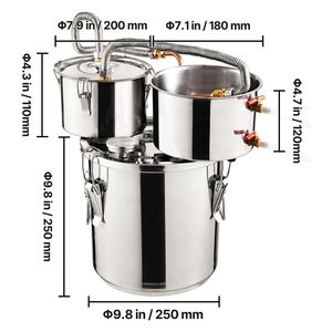 Distillatore di Alcol in Acciaio Inox da 3 Galloni/11,4 L con Doppio Condensatore e Serpentina in Rame a Raffreddamento Rapido, Attrezzatura per Doppia Distillazione - Product Image 5